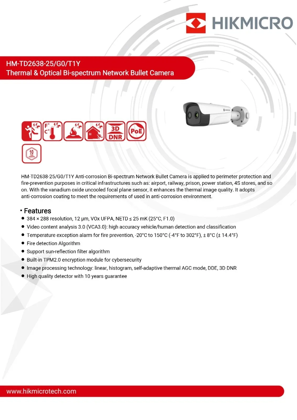 Caméra thermique Hikvision Pro HIKTHERMALPRO HM-TD2638-25-G0-T1Y