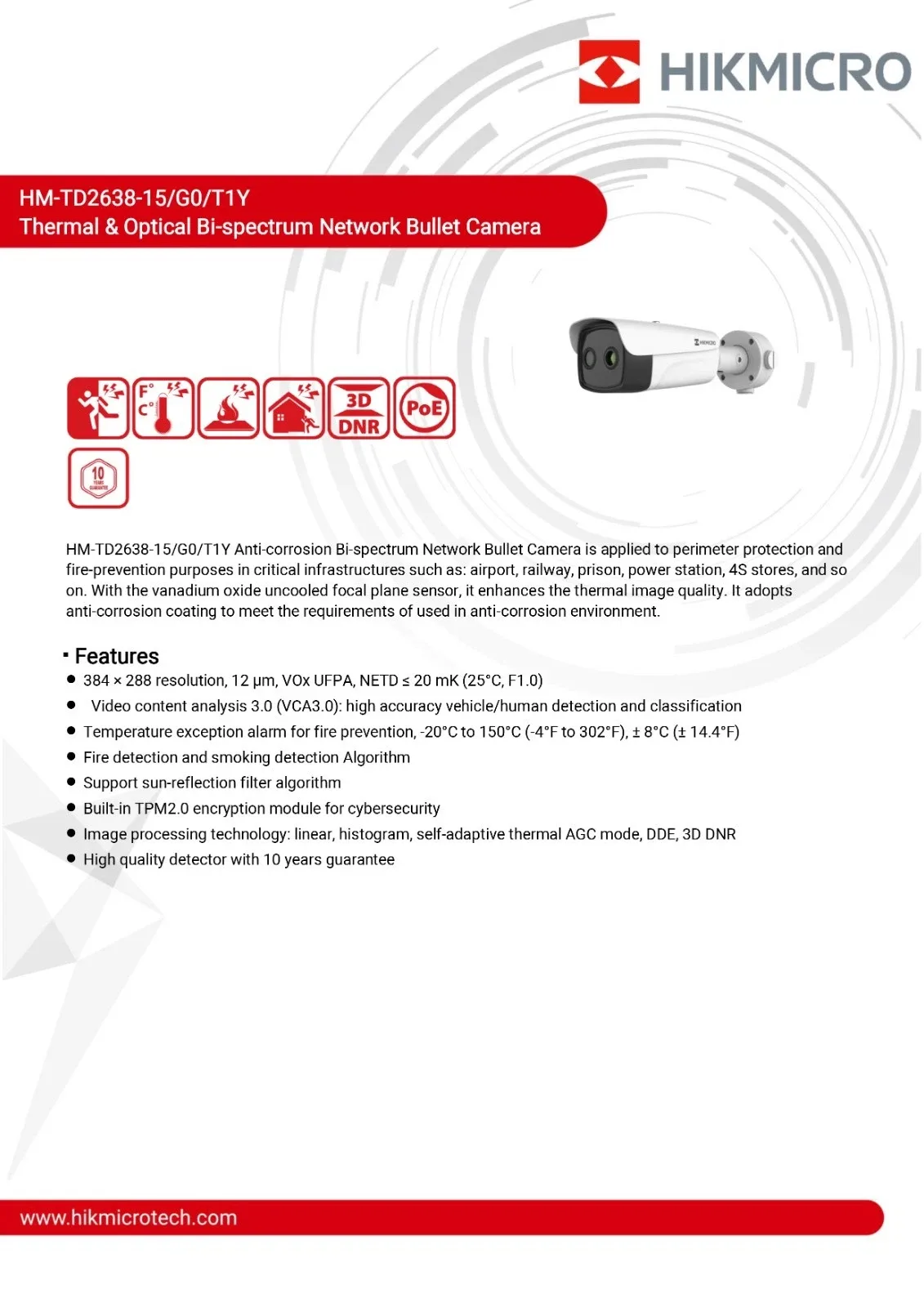 Hikvision Pro Caméra thermique HIKTHERMALPRO HM-TD2638-15-G0-T1Y